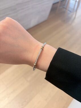 David Yurman Two-Tone Silver and Gold Diamond Cable Bracelet